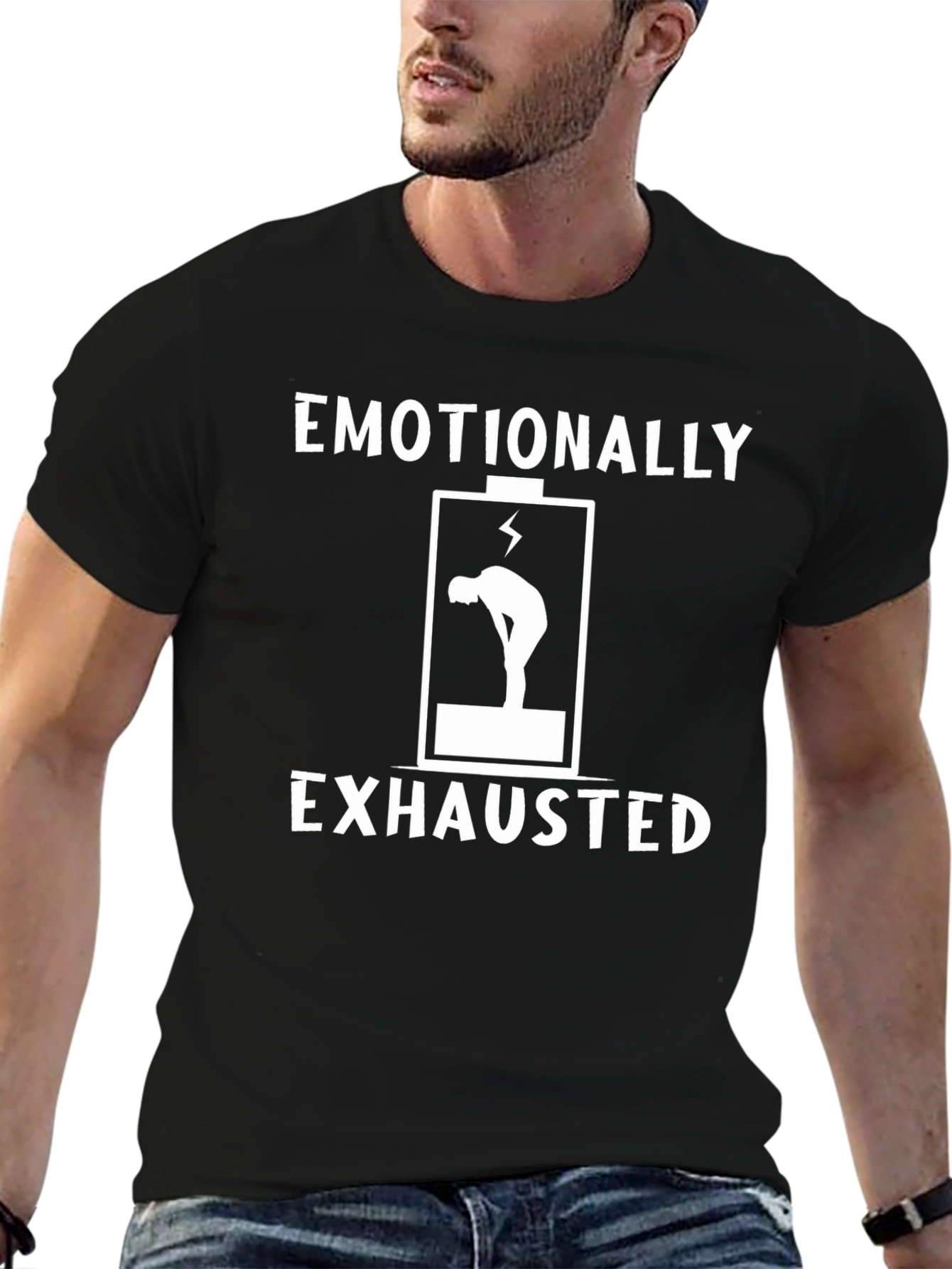 Emotionally Exhausted Graphic Tee - Black Cotton T-Shirt