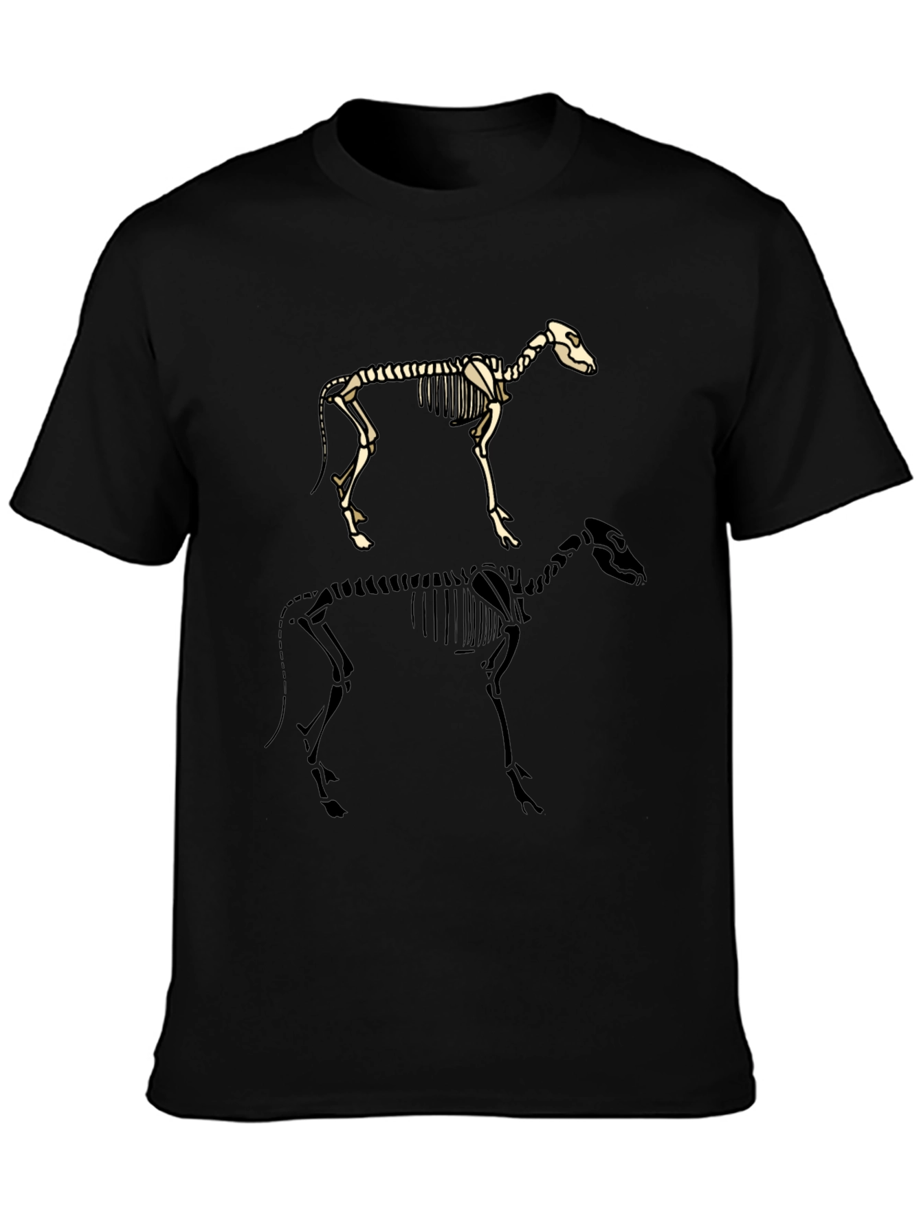 Skeleton Dog Graphic Tee - Black Cotton T-Shirt