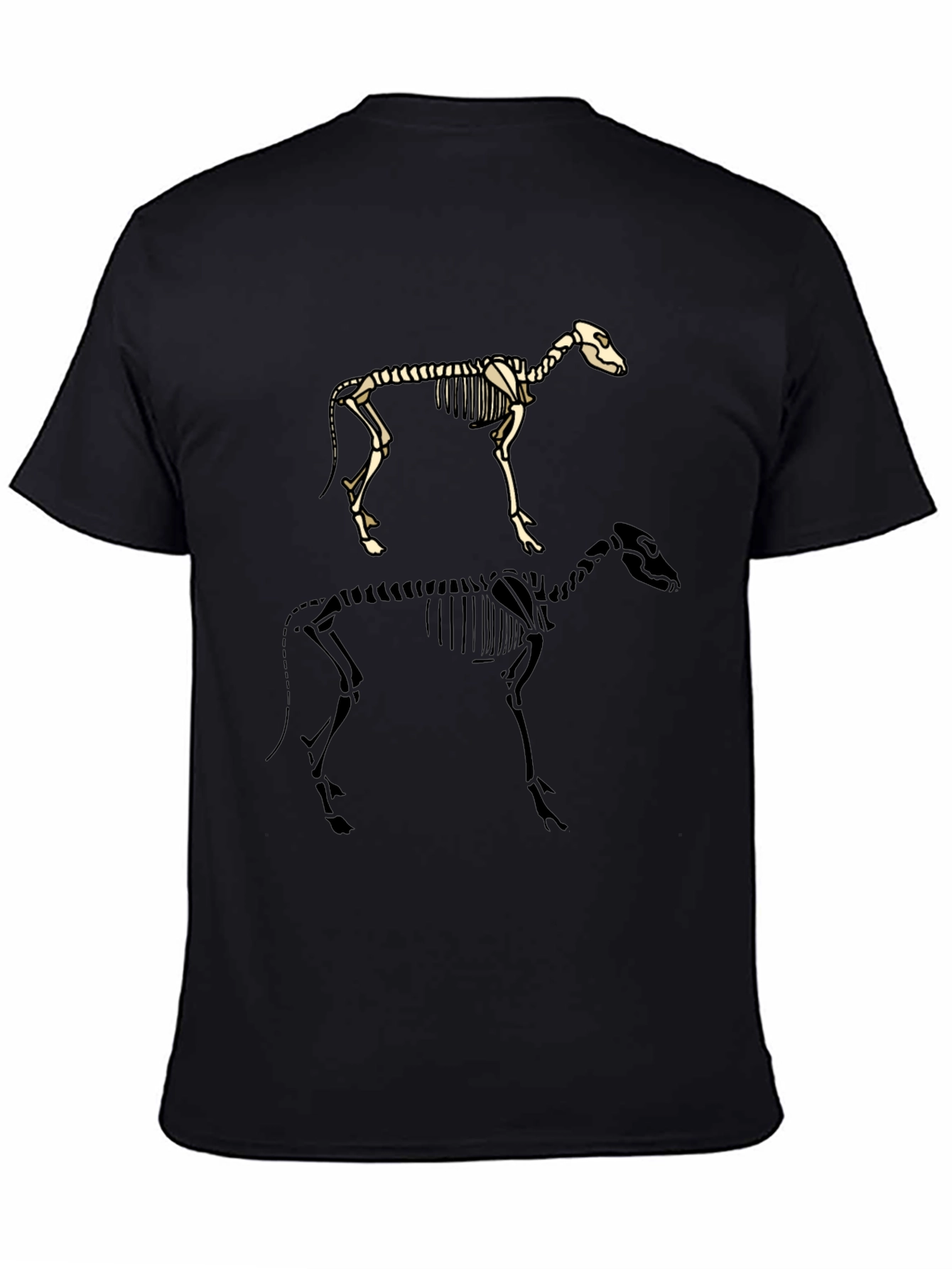 Skeleton Dog Graphic Tee - Black Cotton T-Shirt