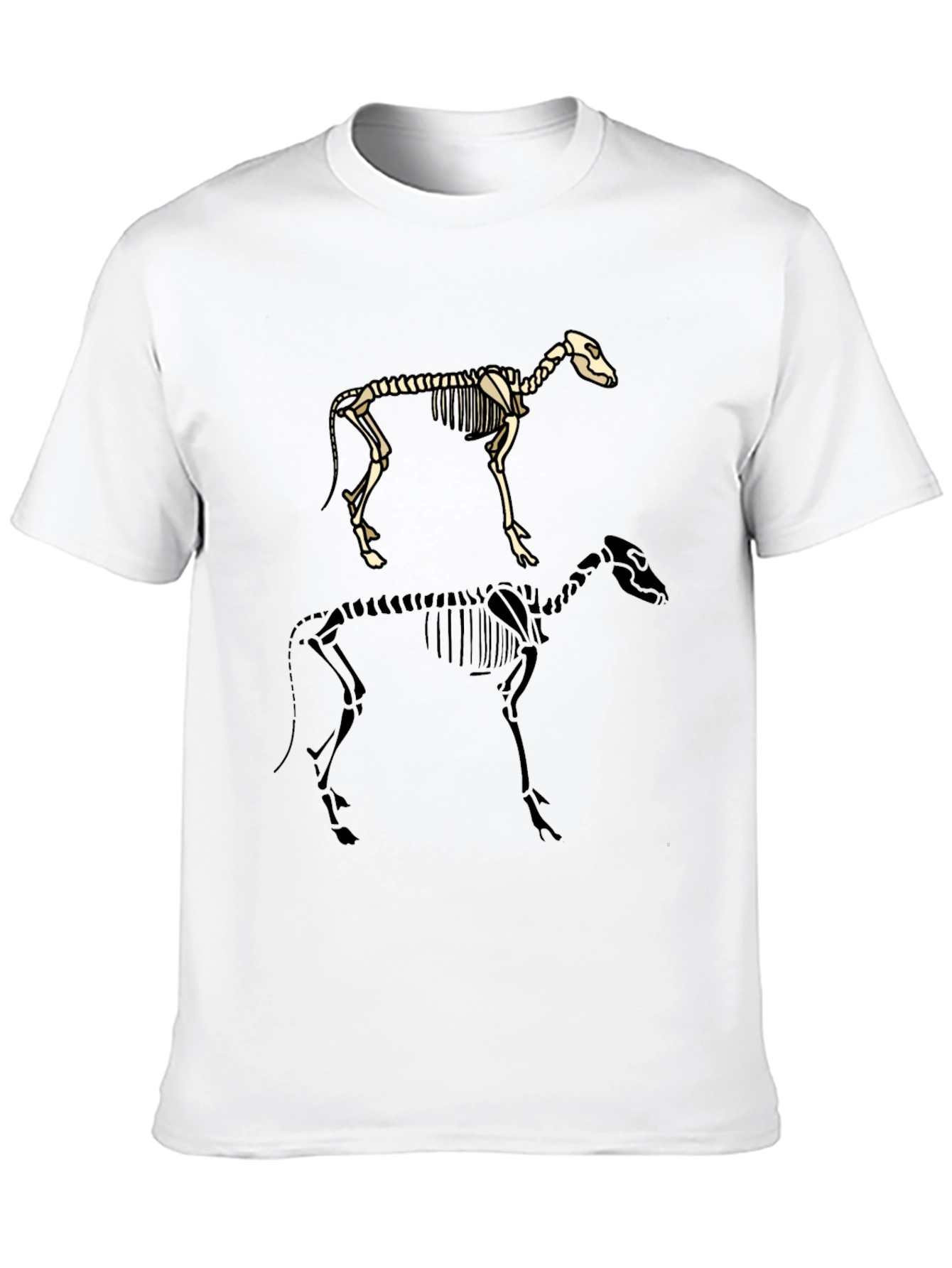 Skeleton Dog Graphic Tee - Black Cotton T-Shirt