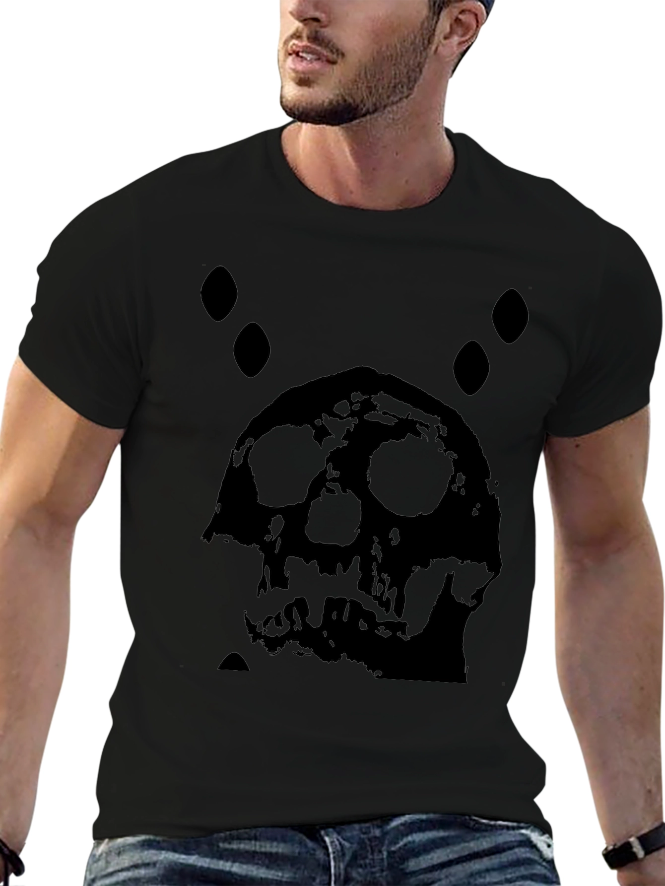 Skull Graphic Print Black T-Shirt