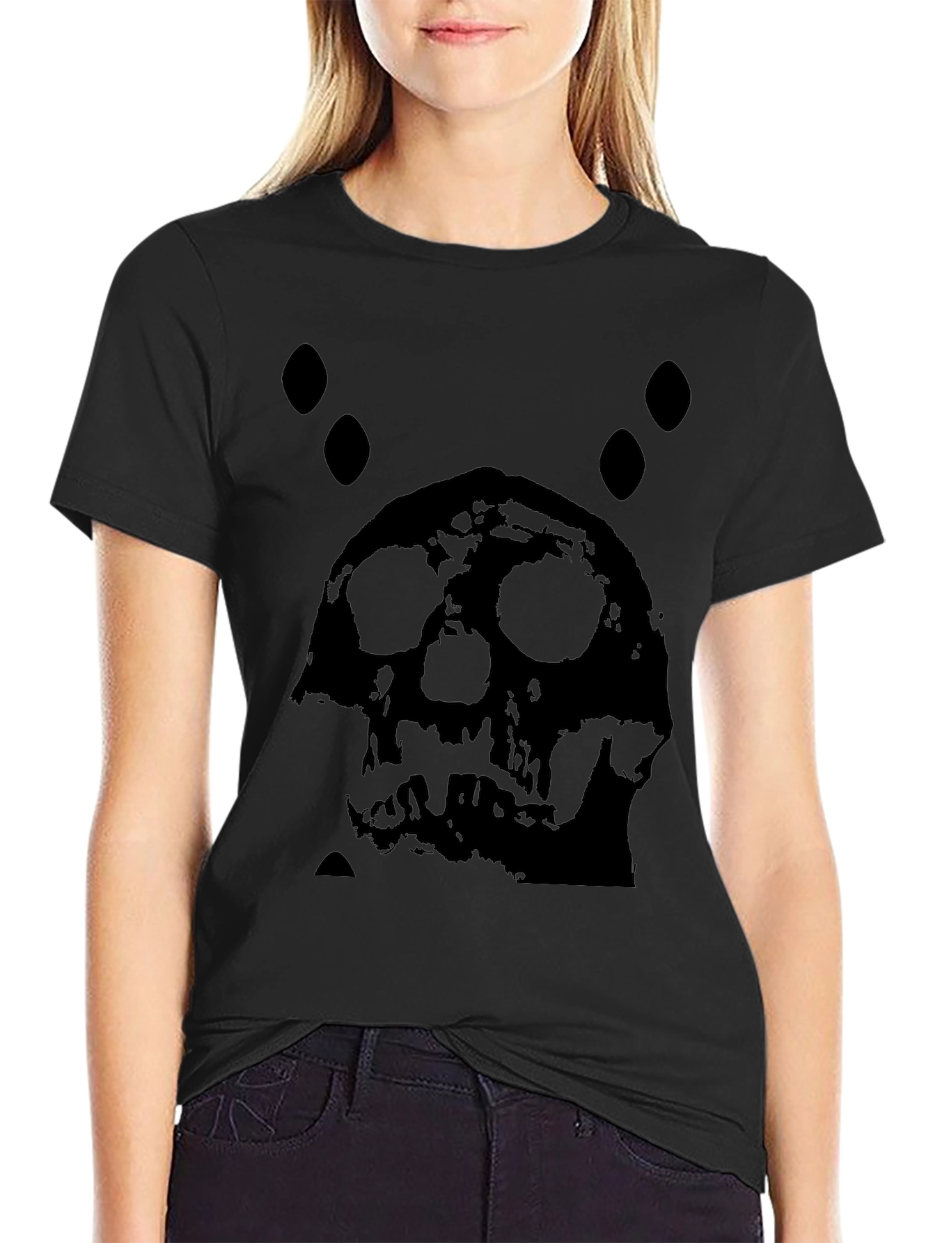 Skull Graphic Print Black T-Shirt