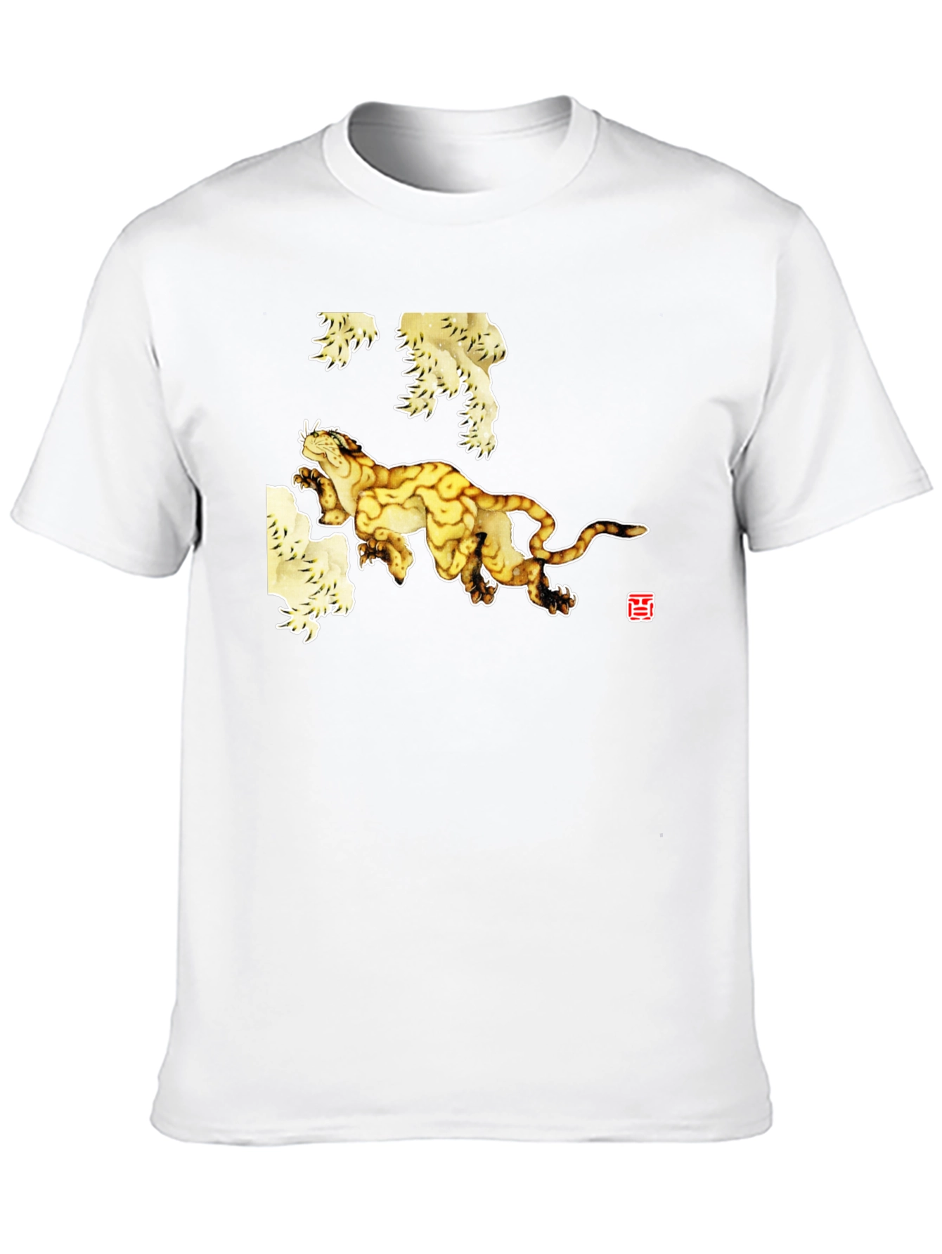 Black T-Shirt with Abstract Tiger Art