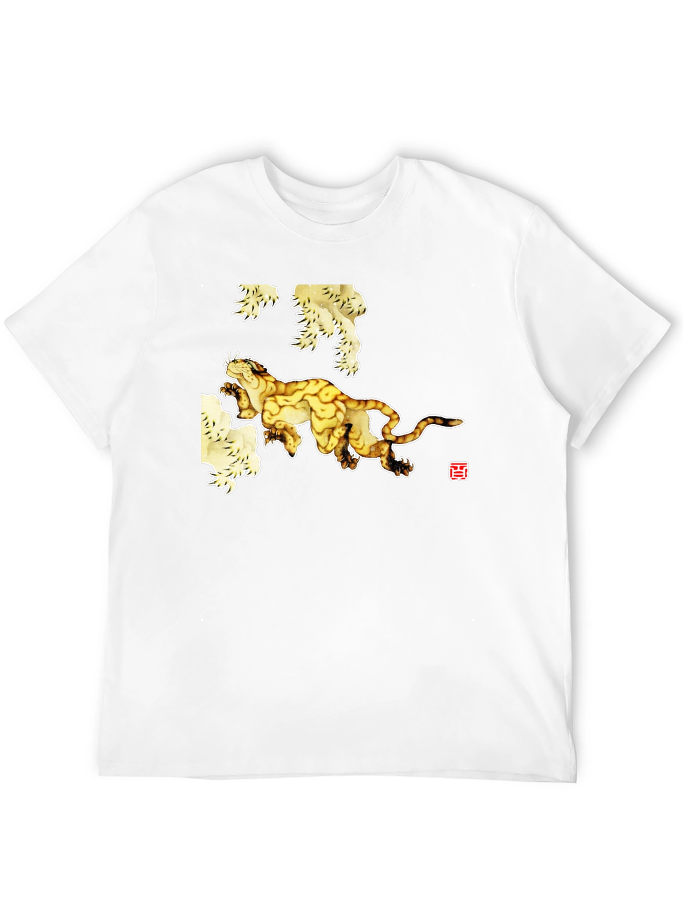 Black T-Shirt with Abstract Tiger Art