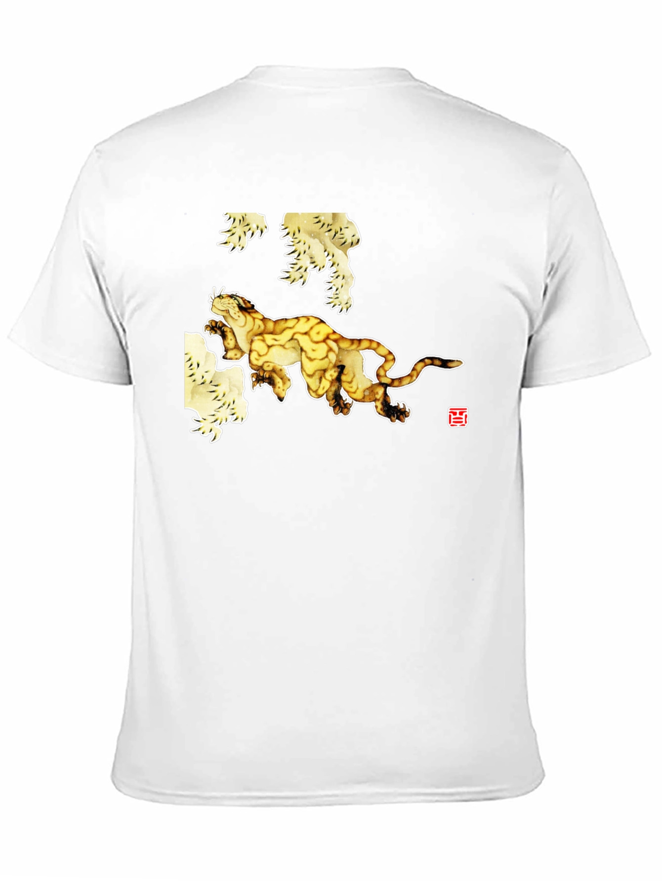 Black T-Shirt with Abstract Tiger Art