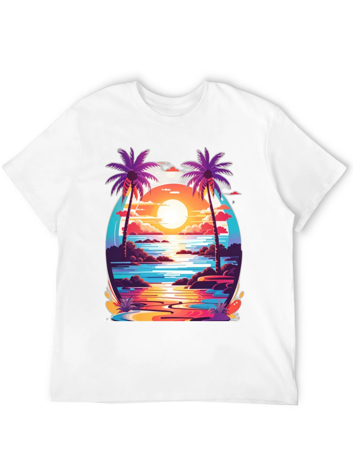 Sunset Palm Tree Graphic Tee - Tropical Vibe