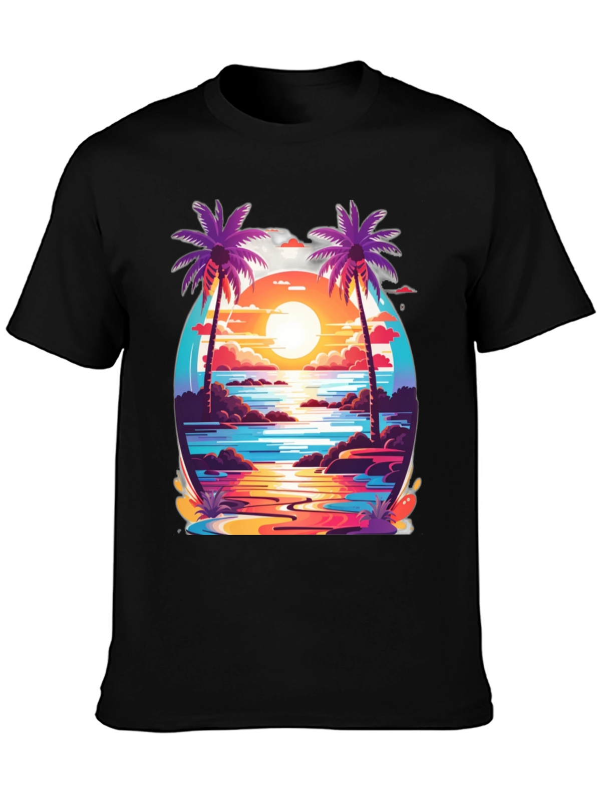 Sunset Palm Tree Graphic Tee - Tropical Vibe