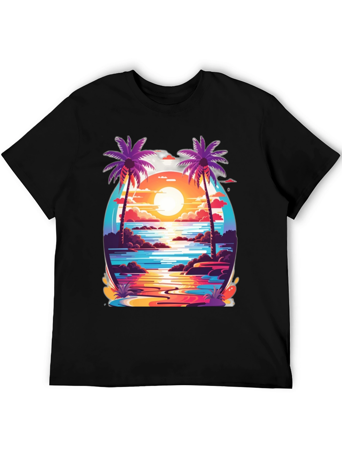 Sunset Palm Tree Graphic Tee - Tropical Vibe