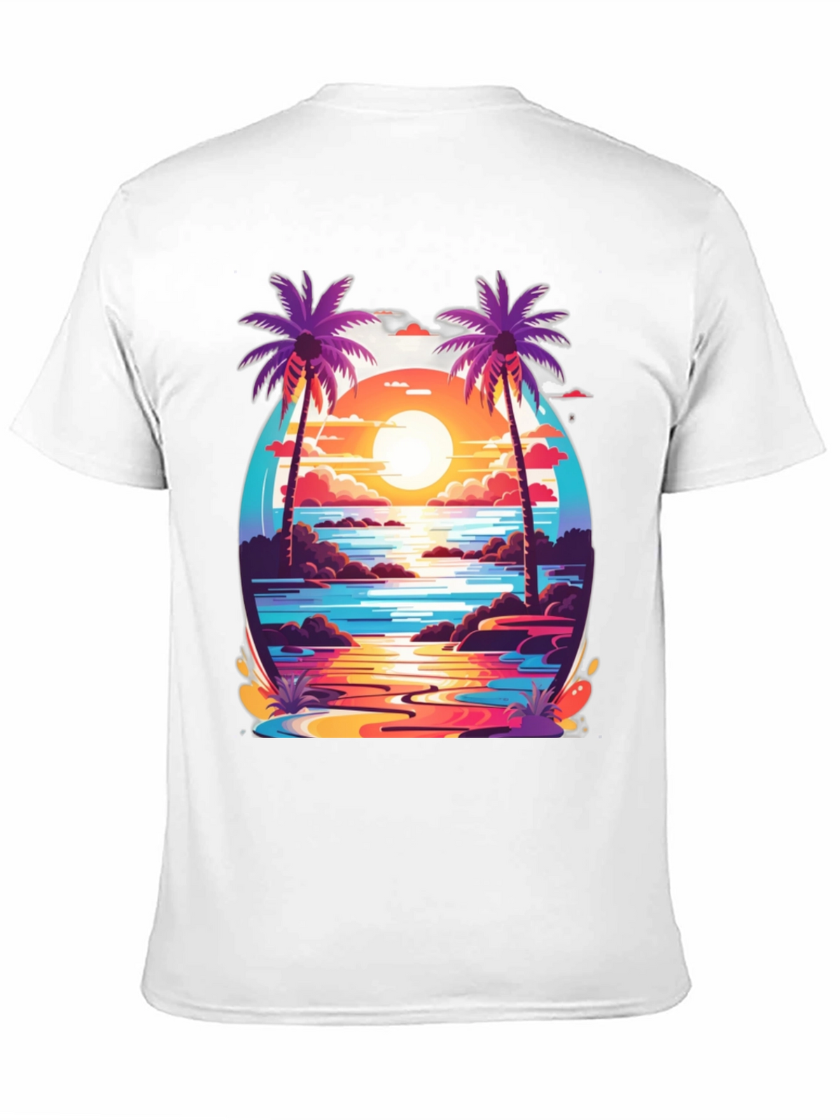 Sunset Palm Tree Graphic Tee - Tropical Vibe