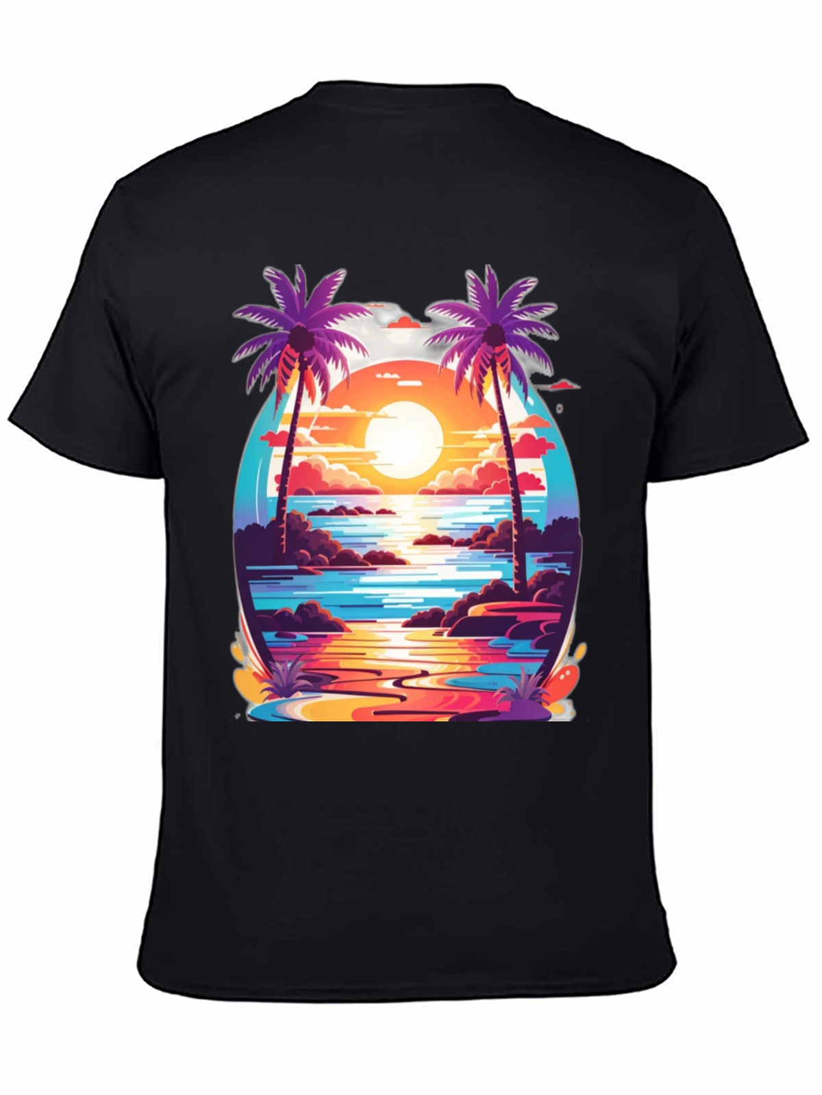 Sunset Palm Tree Graphic Tee - Tropical Vibe