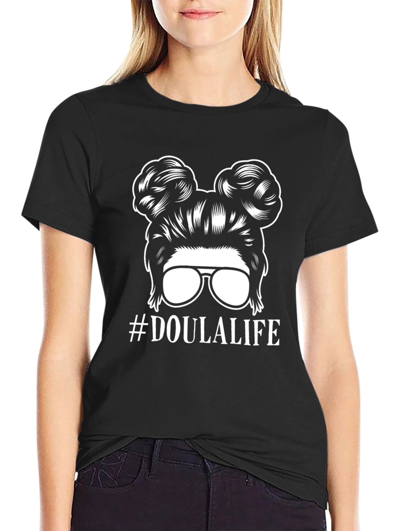 #DoulaLife Messy Bun T-Shirt - Cute & Comfy