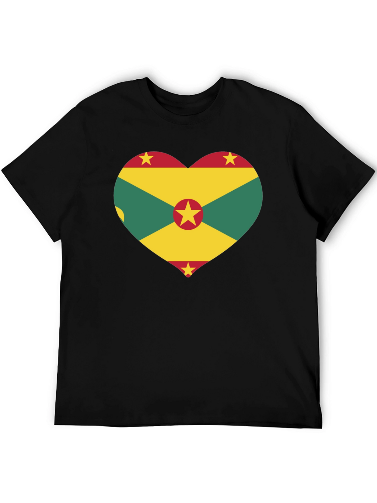 Grenada Flag Heart Graphic Tee - Black T-Shirt