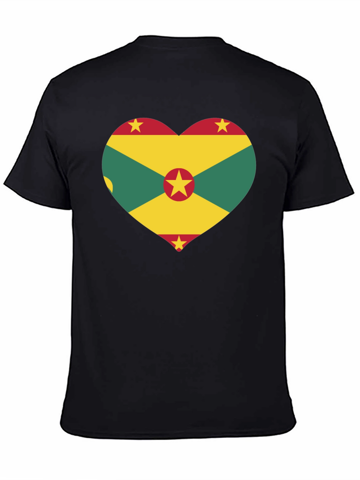 Grenada Flag Heart Graphic Tee - Black T-Shirt