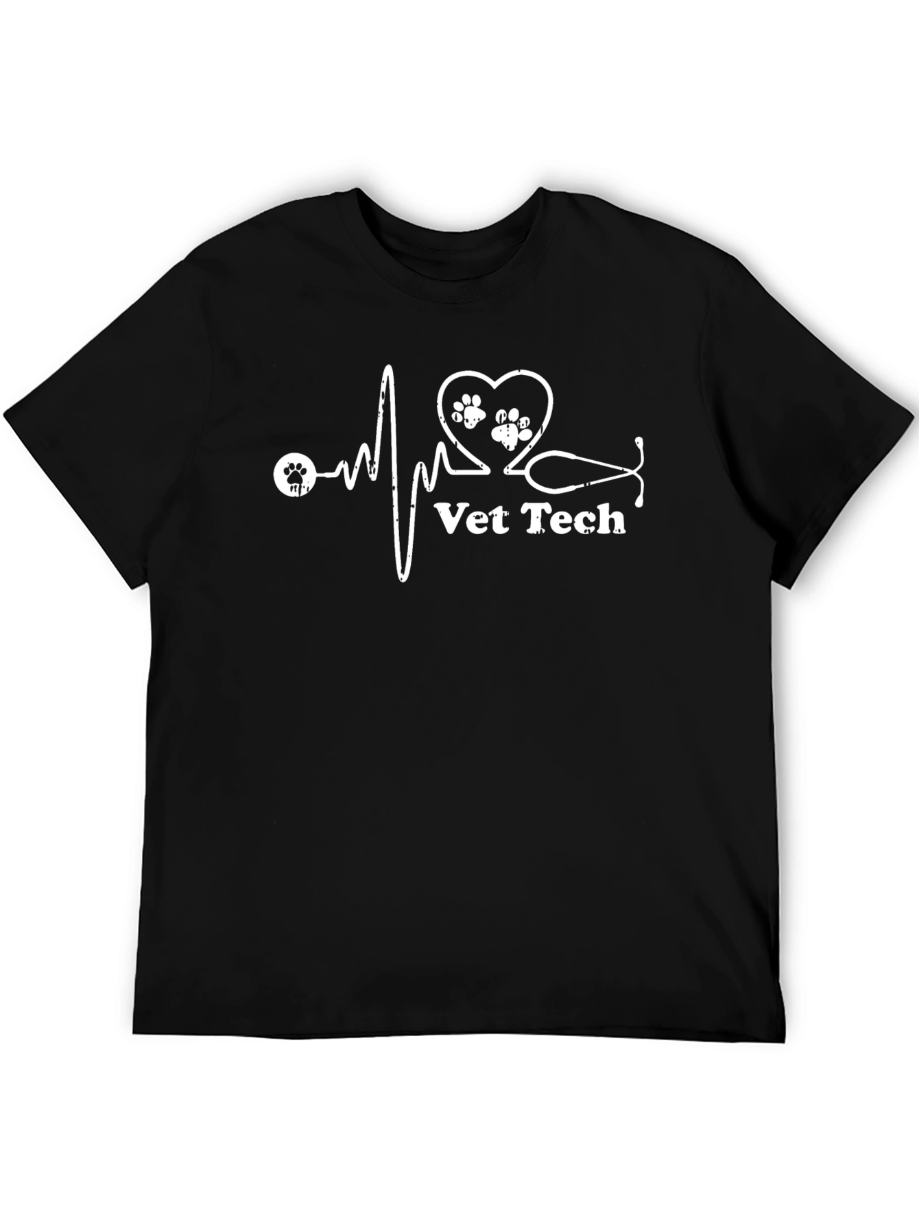 Vet Tech Paw Print Heartbeat T-Shirt