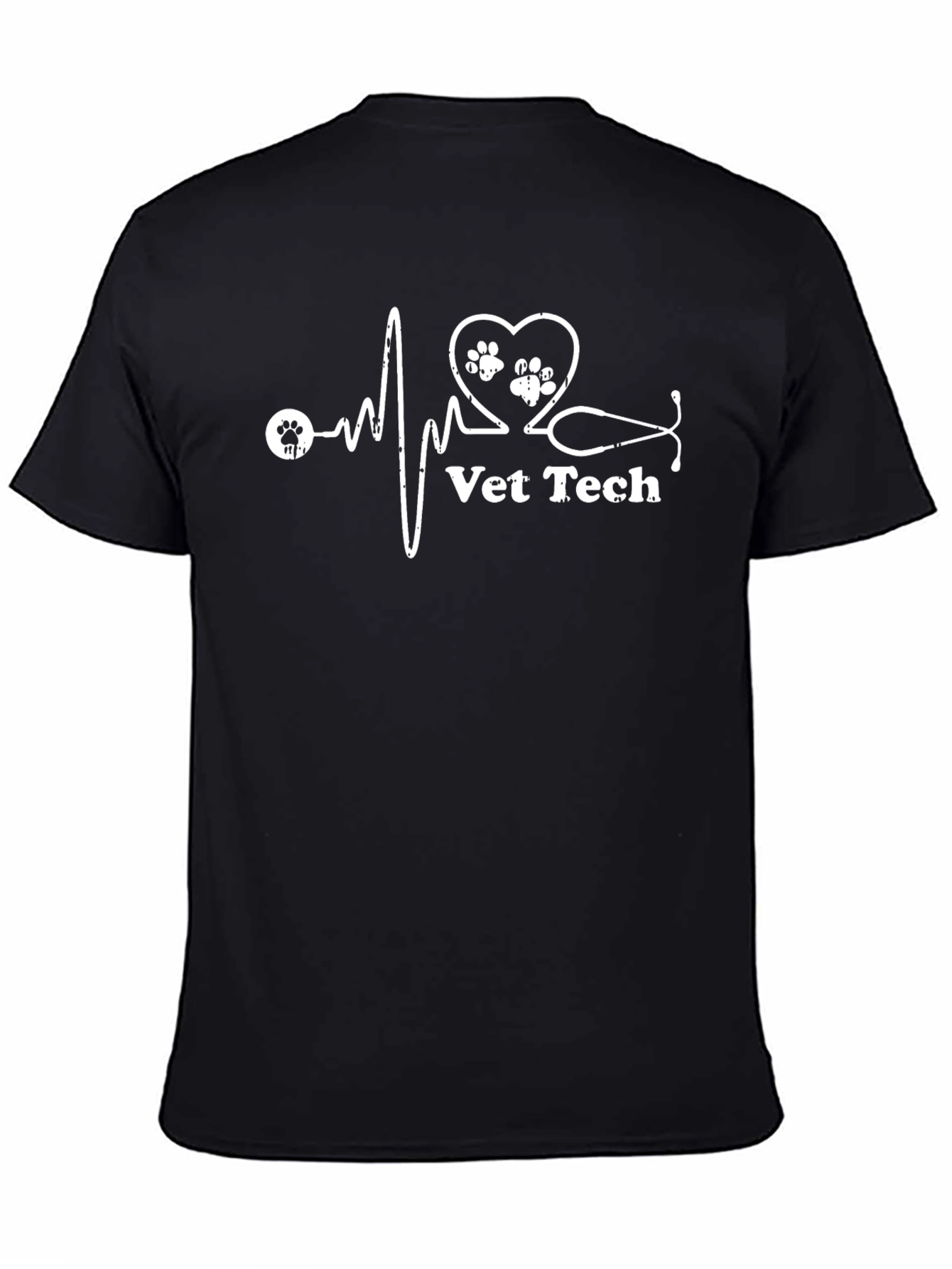 Vet Tech Paw Print Heartbeat T-Shirt