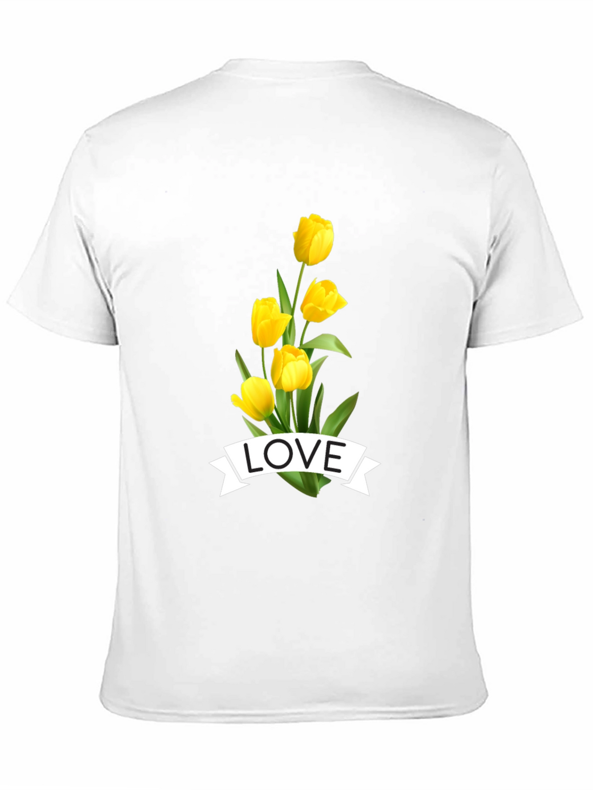 Love Tulips Graphic Tee - Black Cotton T-Shirt