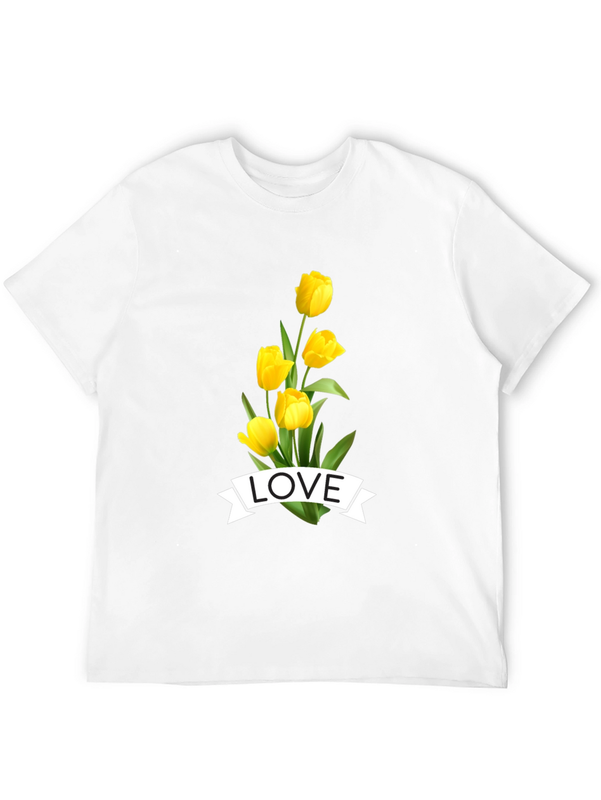 Love Tulips Graphic Tee - Black Cotton T-Shirt