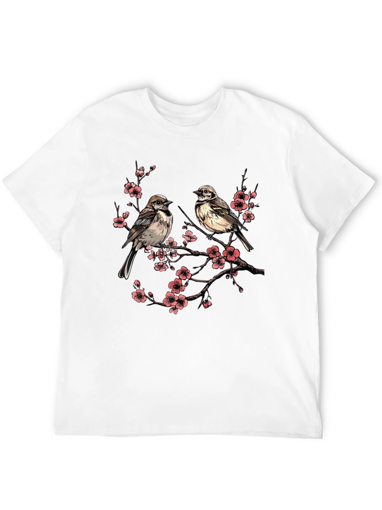 Bird and Blossom Graphic Tee - Unisex Cotton T-Shirt