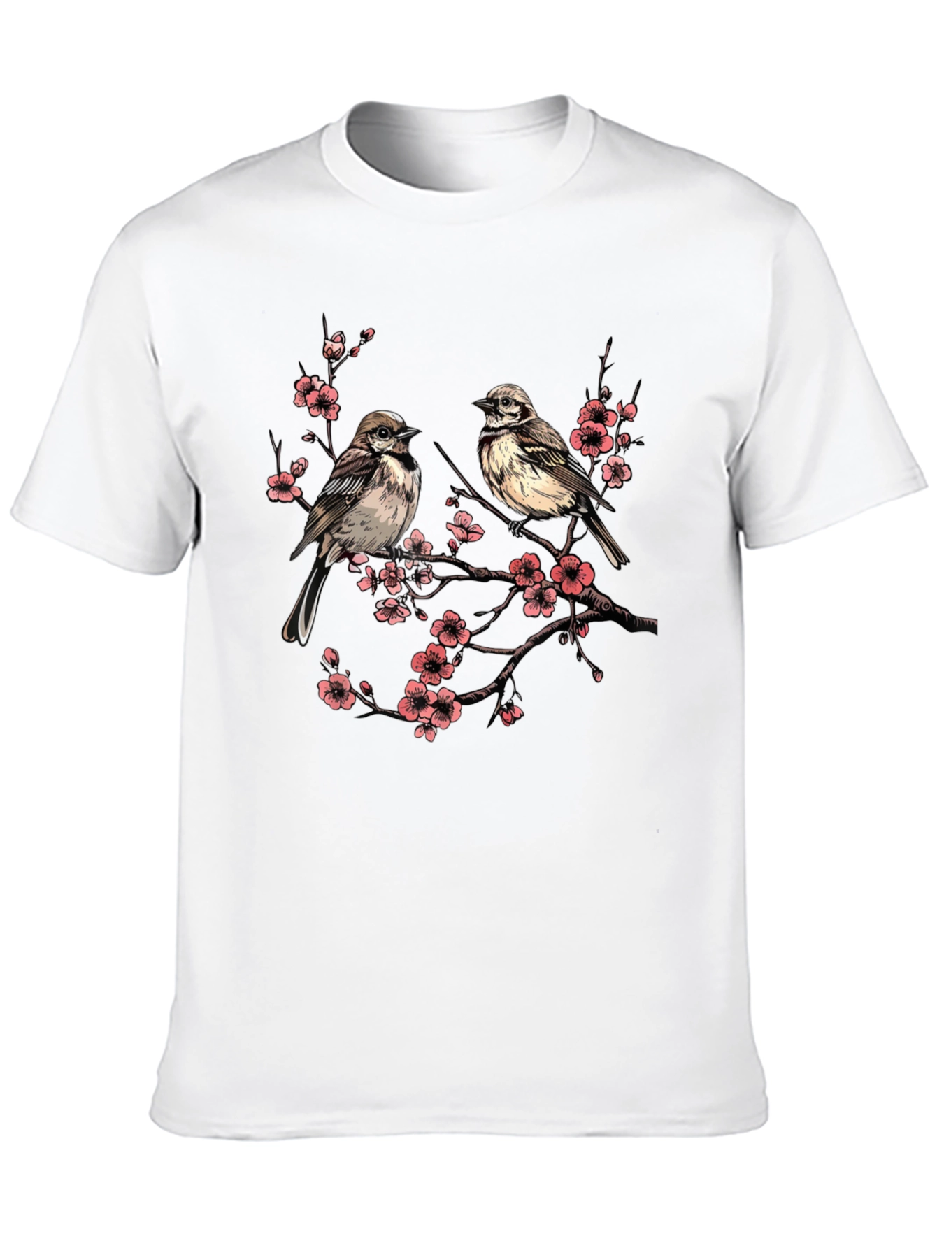 Bird and Blossom Graphic Tee - Unisex Cotton T-Shirt