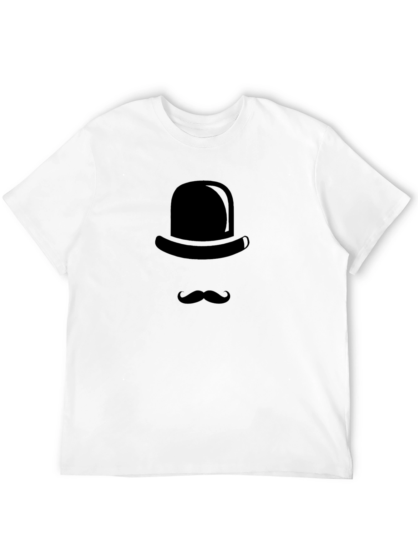 Stylish Gentleman T-Shirt - Hat and Mustache Design