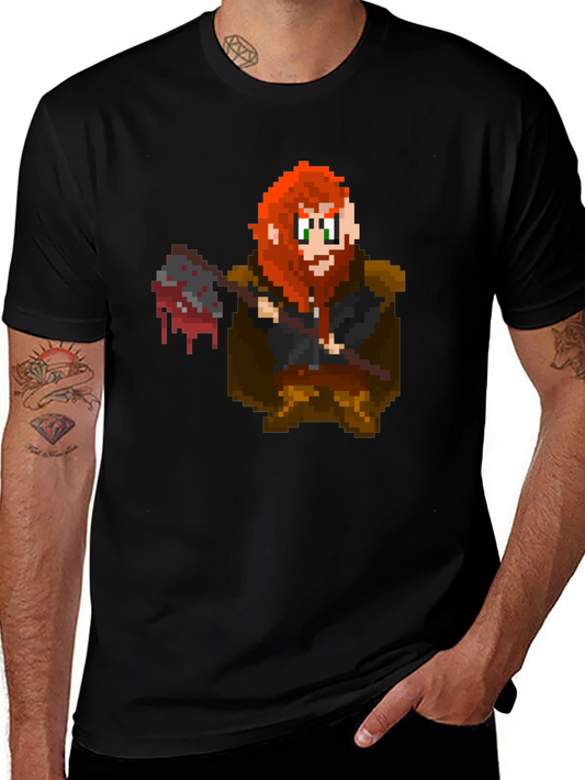 Pixelated Dwarf Warrior Graphic Tee