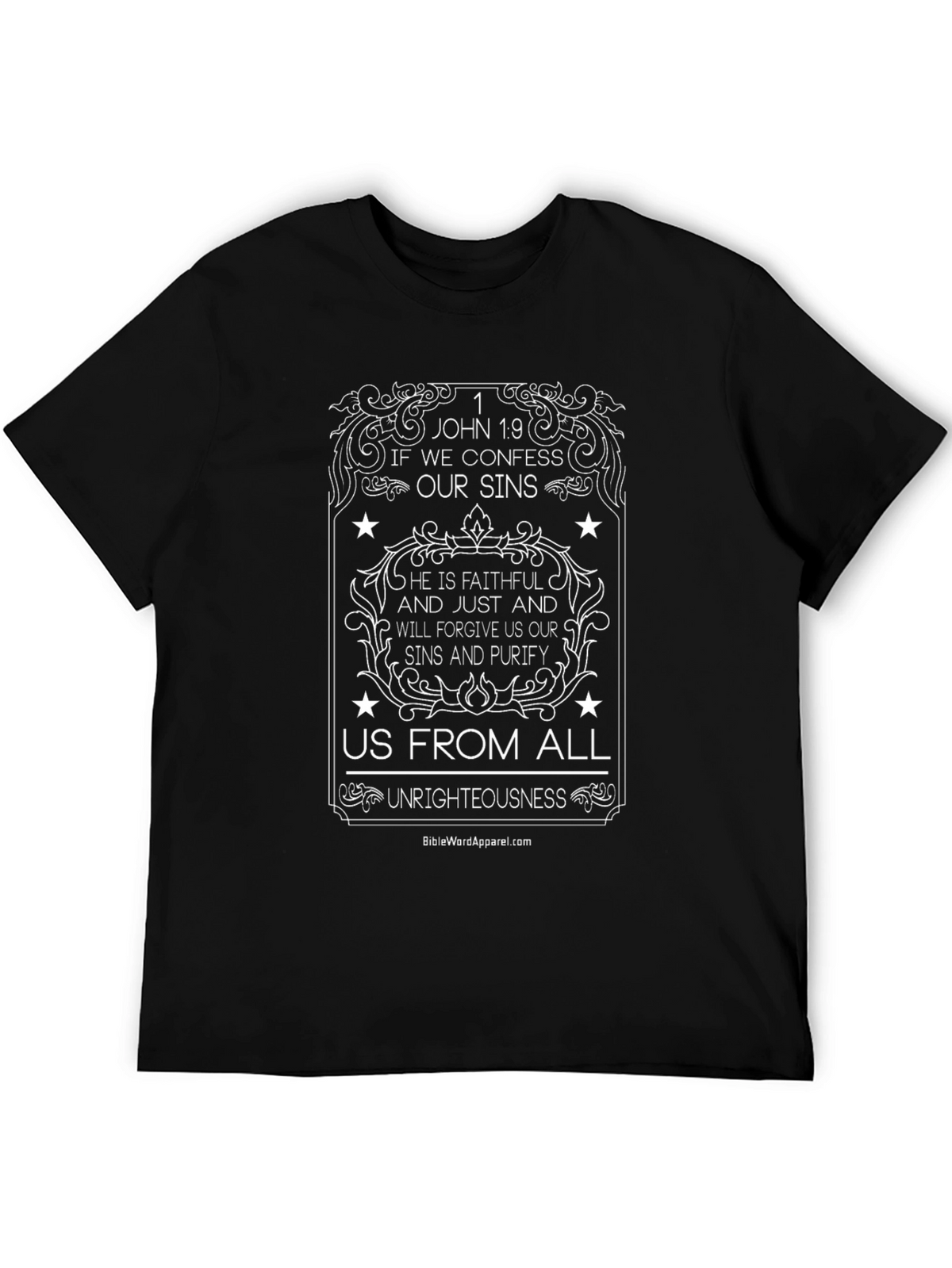 Faith-Based Black T-Shirt - 1 John 1:9