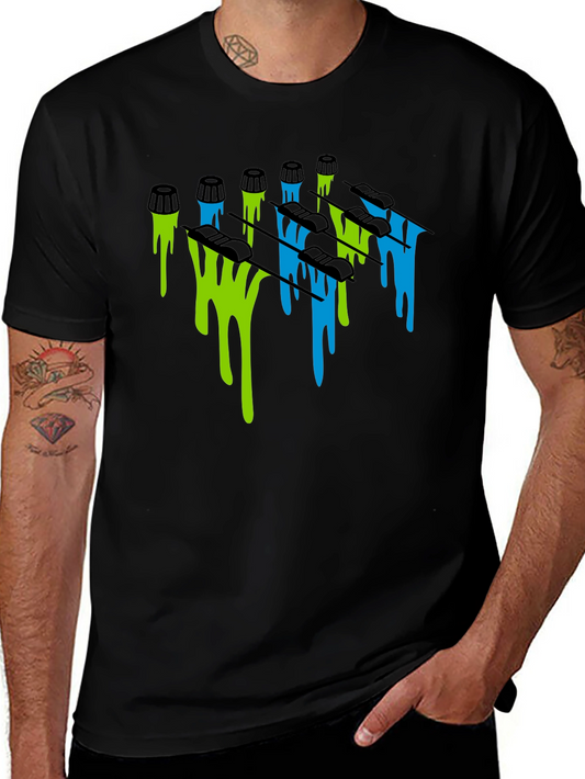Dripping Skis Graphic Tee - Black Cotton Blend