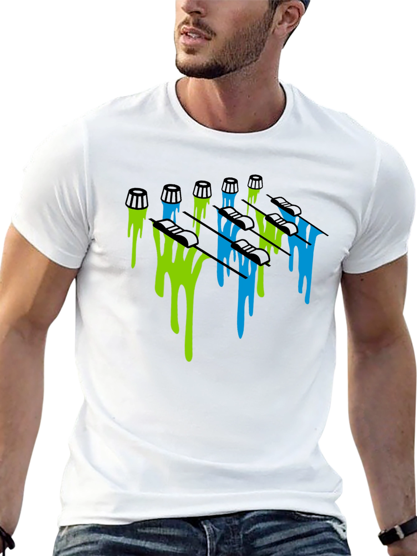 Dripping Skis Graphic Tee - Black Cotton Blend