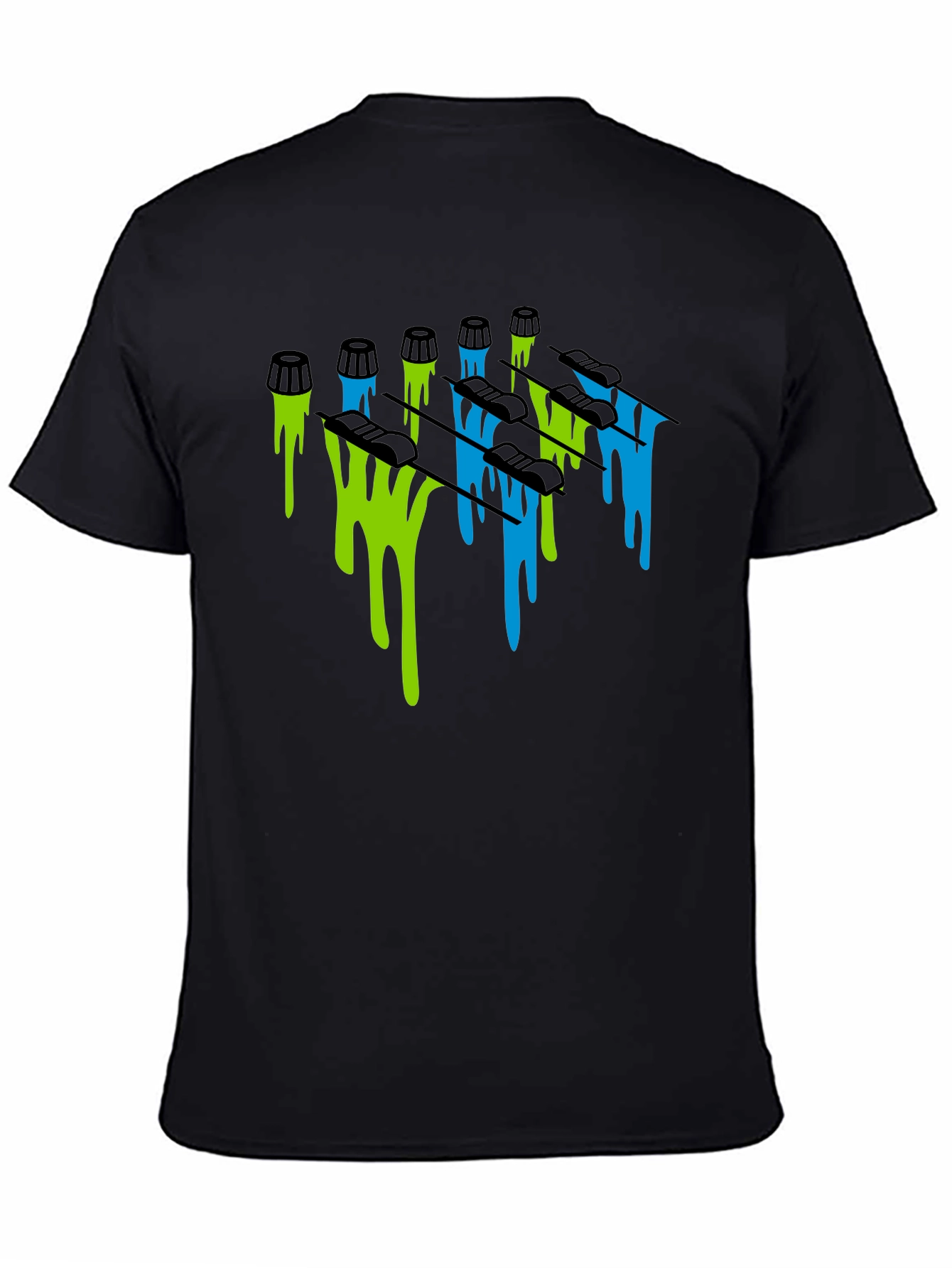 Dripping Skis Graphic Tee - Black Cotton Blend