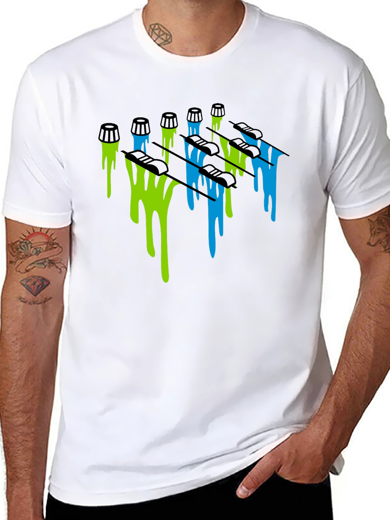 Dripping Skis Graphic Tee - Black Cotton Blend