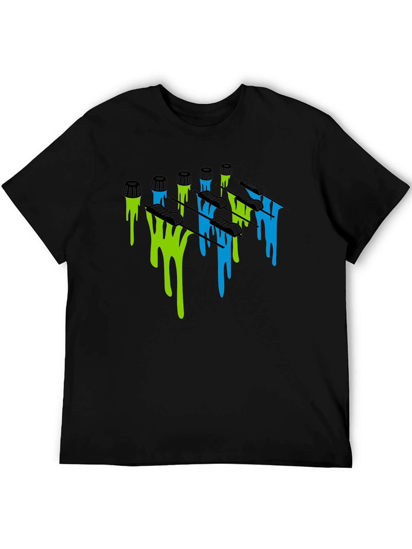 Dripping Skis Graphic Tee - Black Cotton Blend
