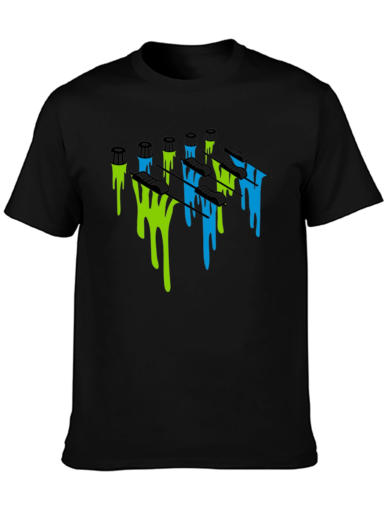 Dripping Skis Graphic Tee - Black Cotton Blend