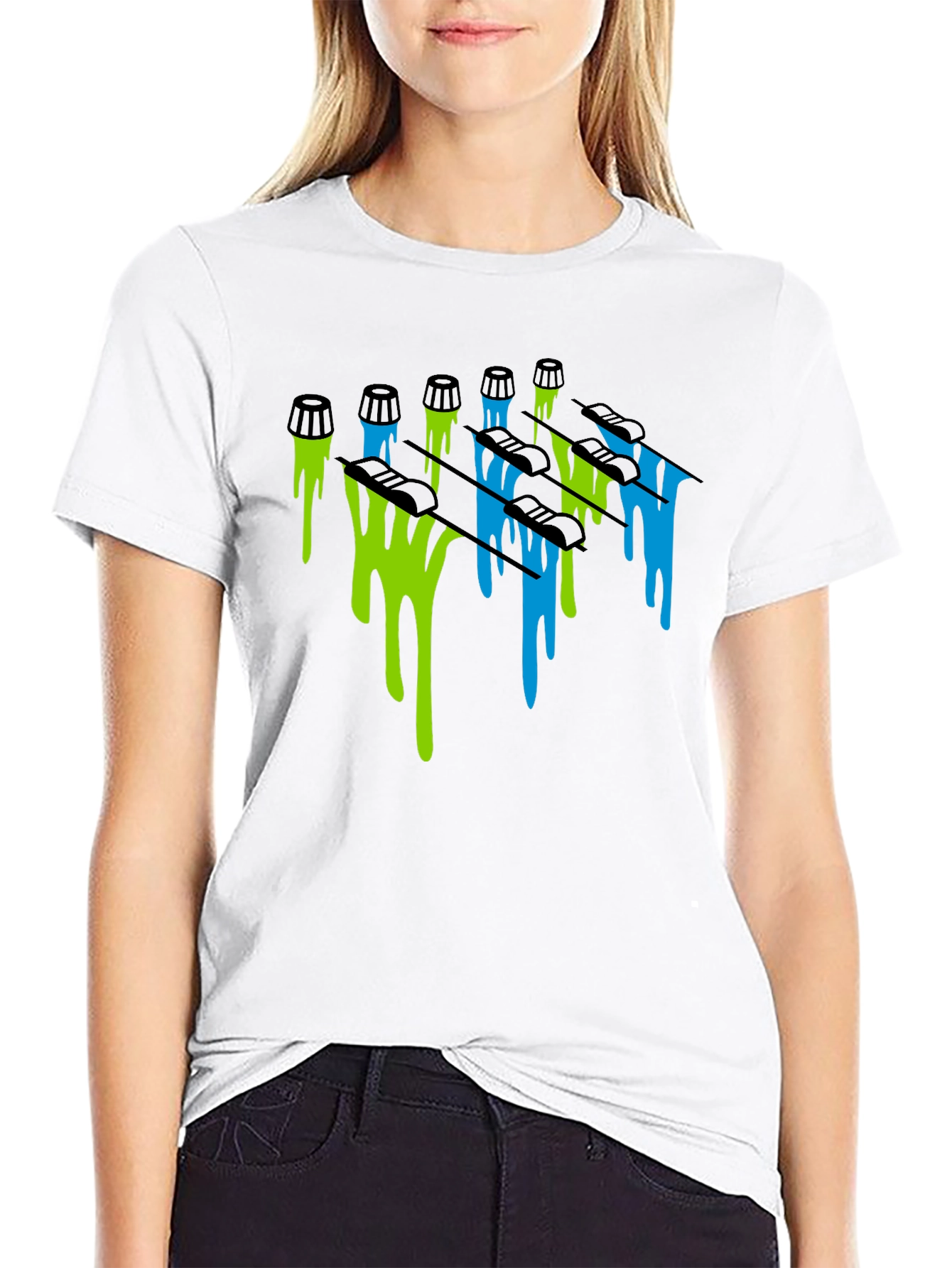 Dripping Skis Graphic Tee - Black Cotton Blend