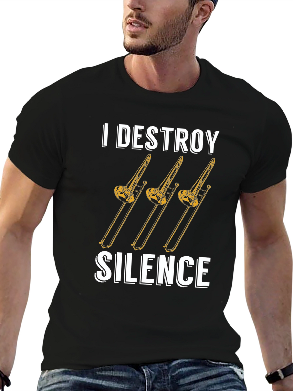 I Destroy Silence Trombone T-Shirt - Musician Tee