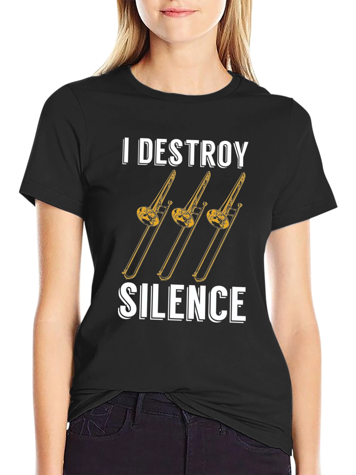 I Destroy Silence Trombone T-Shirt - Musician Tee