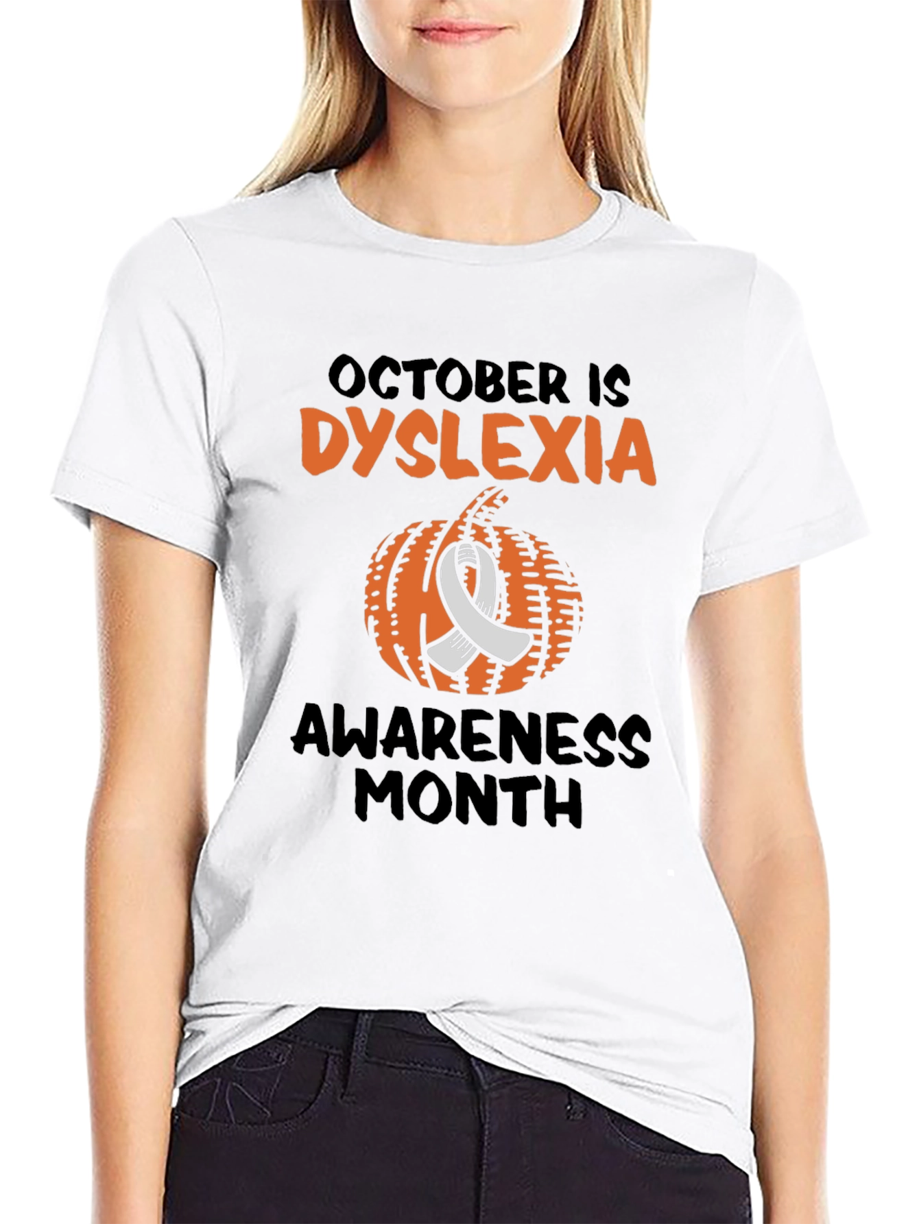 Dyslexia Awareness Month T-Shirt - Pumpkin Design