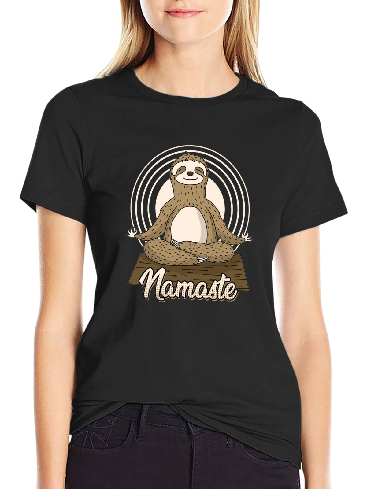 Namaste Sloth Yoga Black T-Shirt