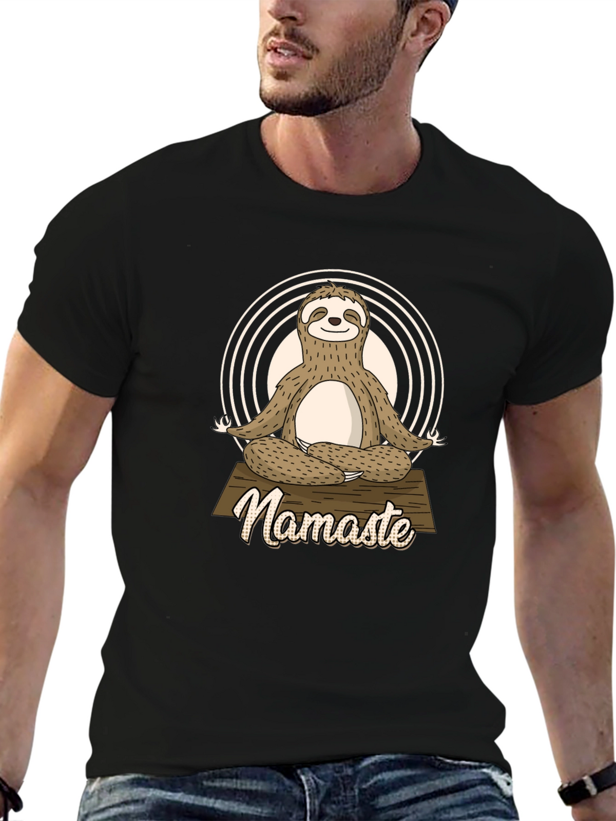 Namaste Sloth Yoga Black T-Shirt