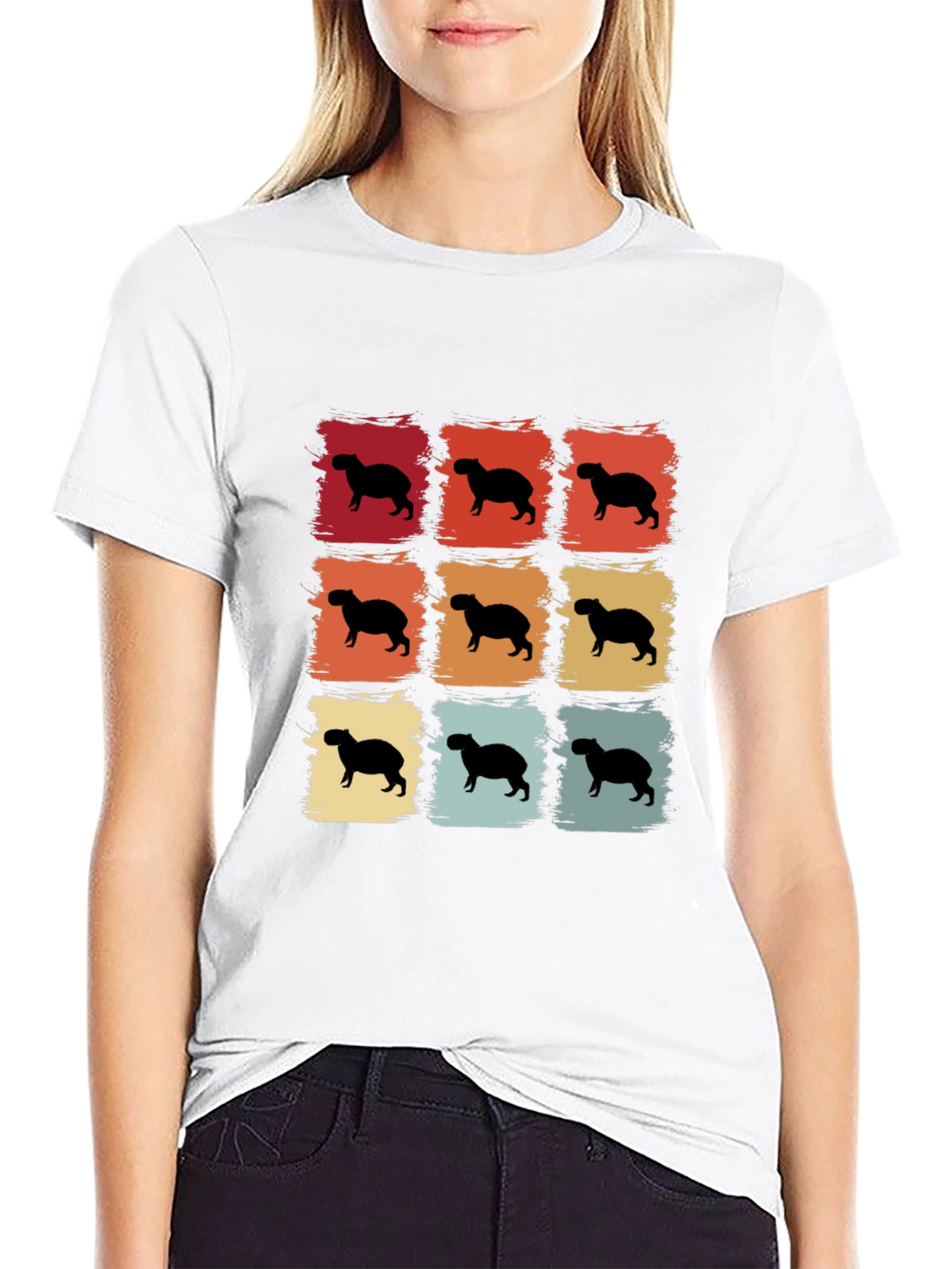 Capybara Retro Grid T-Shirt