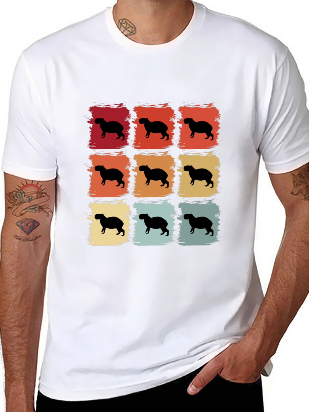 Capybara Retro Grid T-Shirt