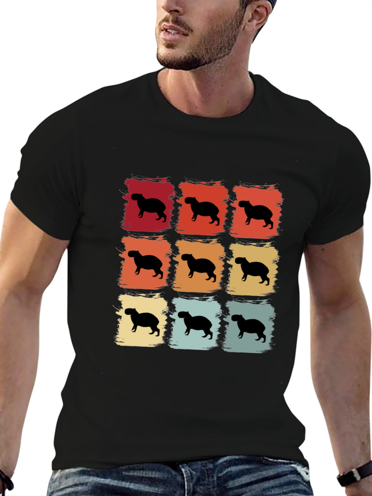 Capybara Retro Grid T-Shirt