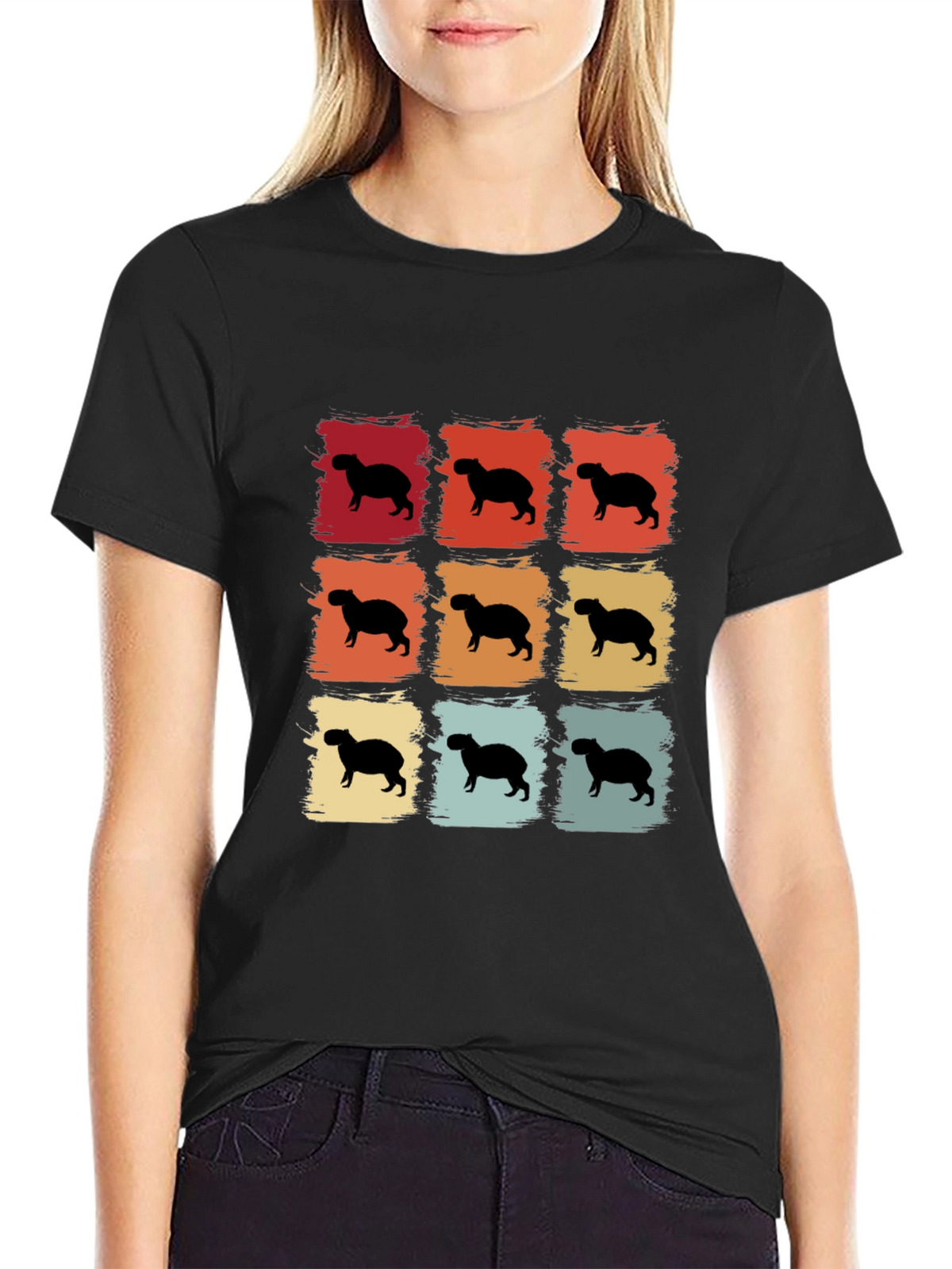 Capybara Retro Grid T-Shirt