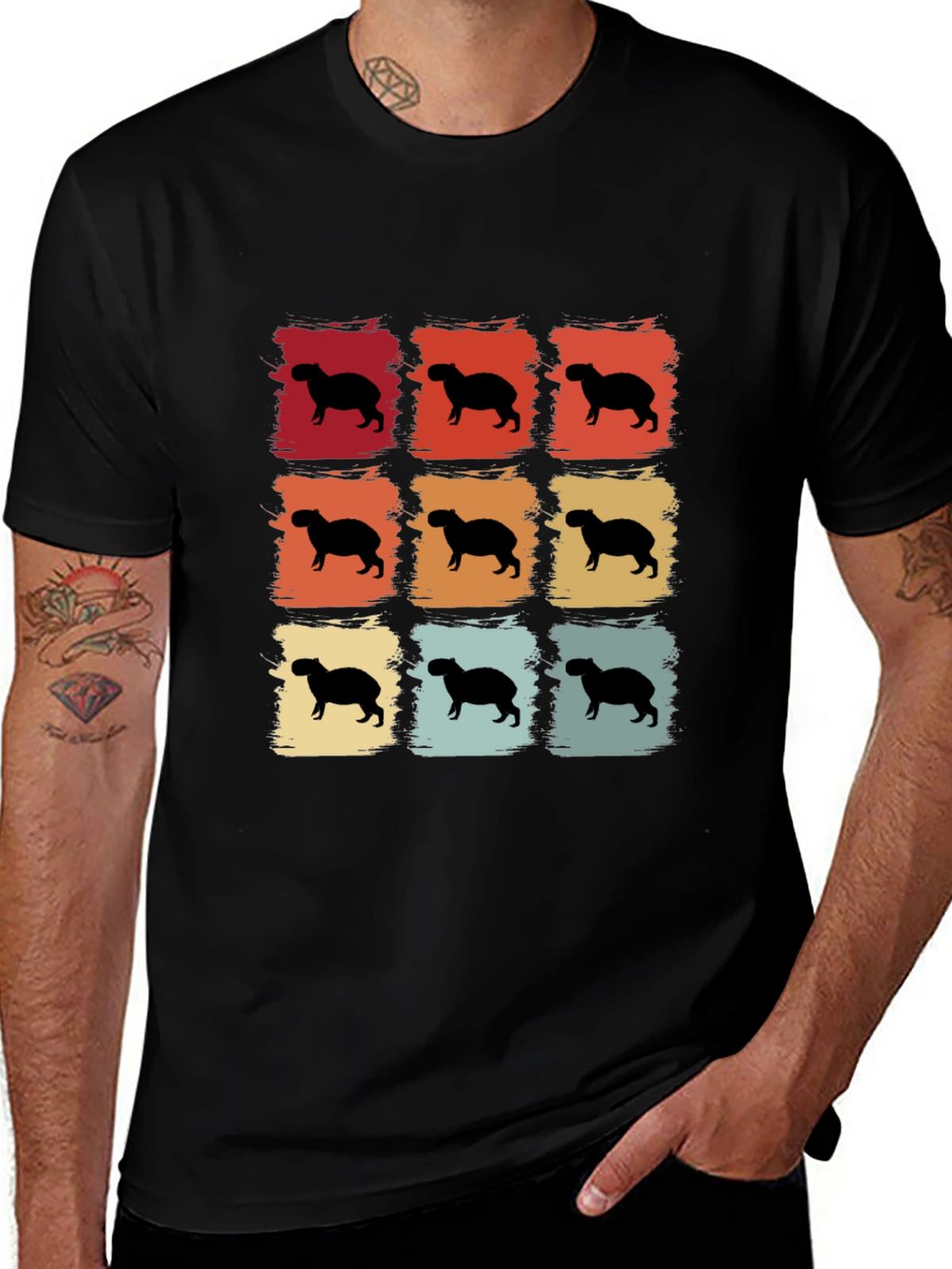 Capybara Retro Grid T-Shirt