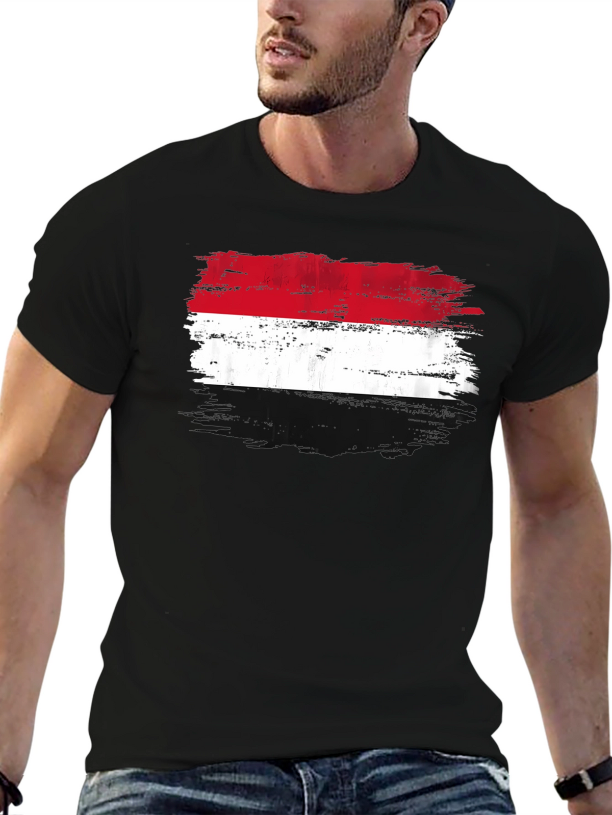Indonesia Flag Distressed T-Shirt