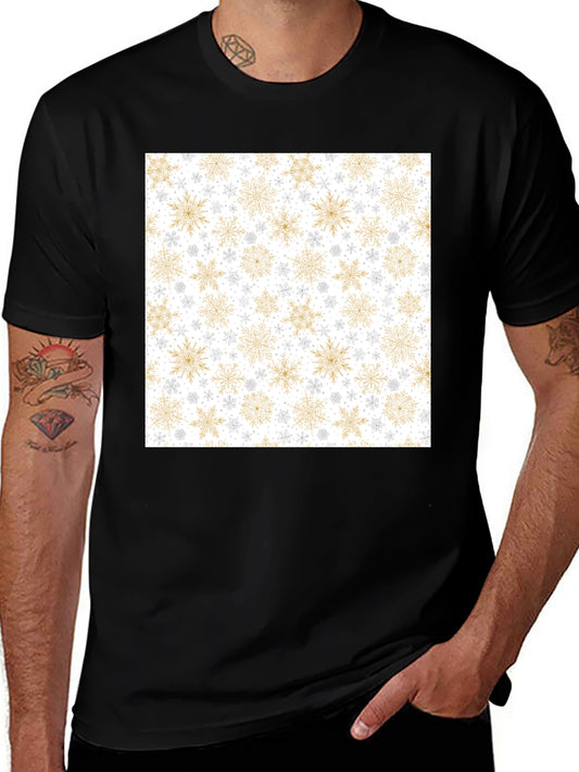 Snowflake Pattern Black T-Shirt