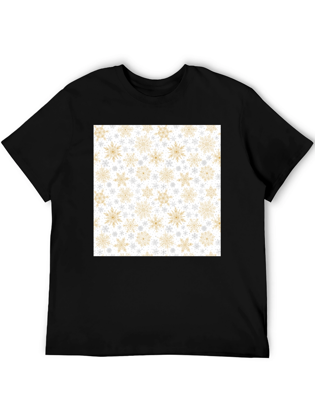 Snowflake Pattern Black T-Shirt