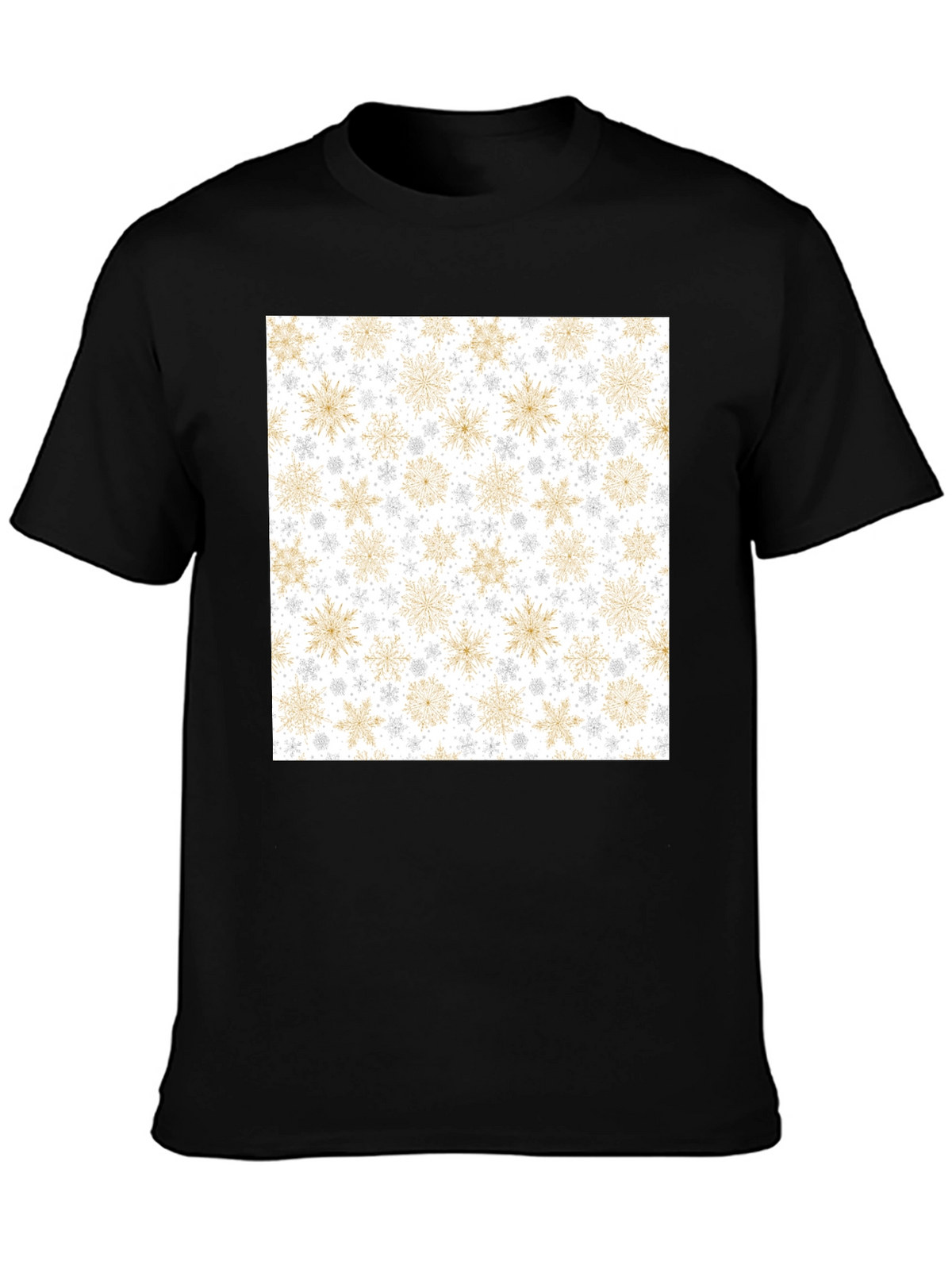 Snowflake Pattern Black T-Shirt