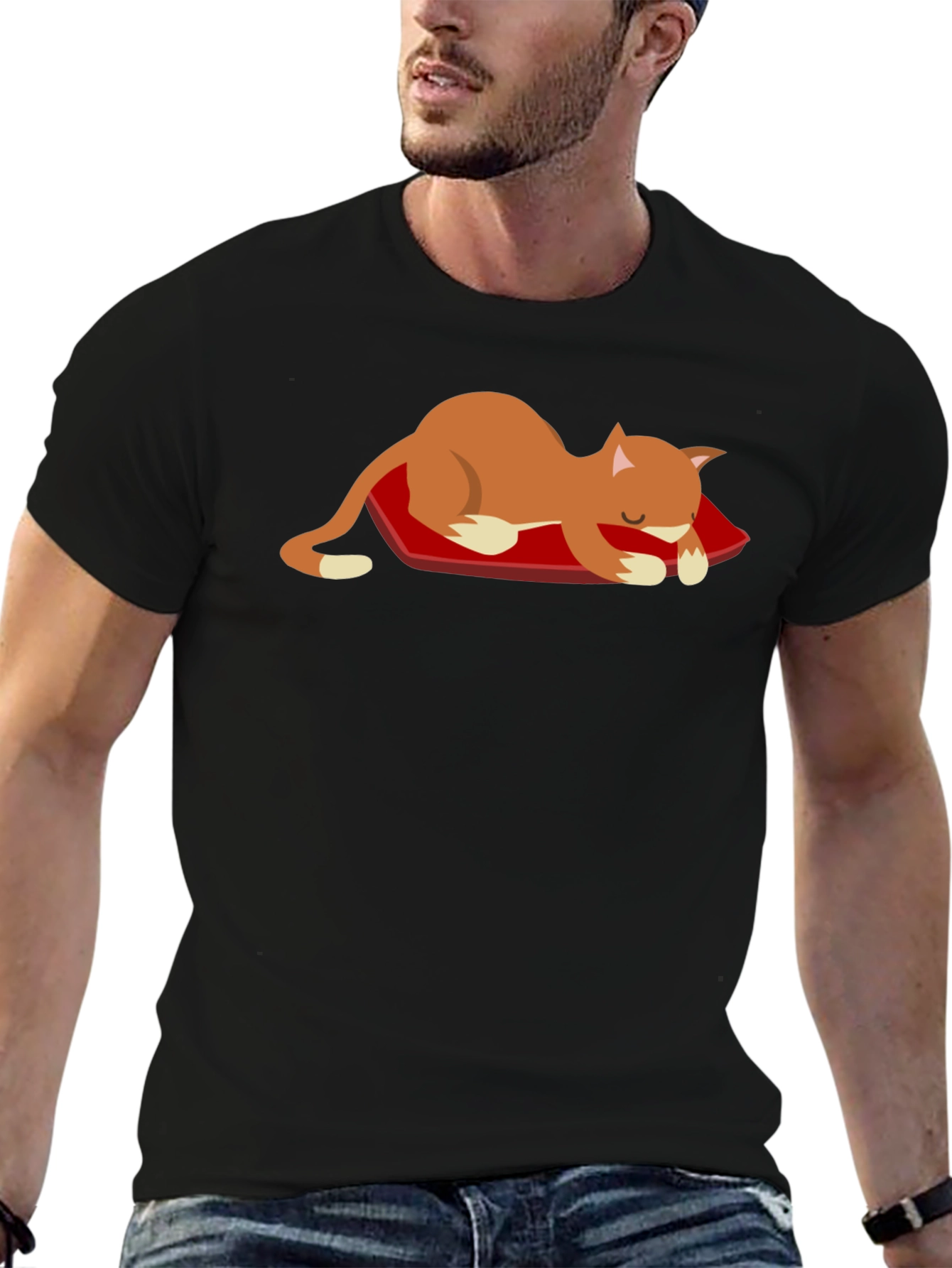 Cute Cat Nap T-Shirt - Unisex Black Tee