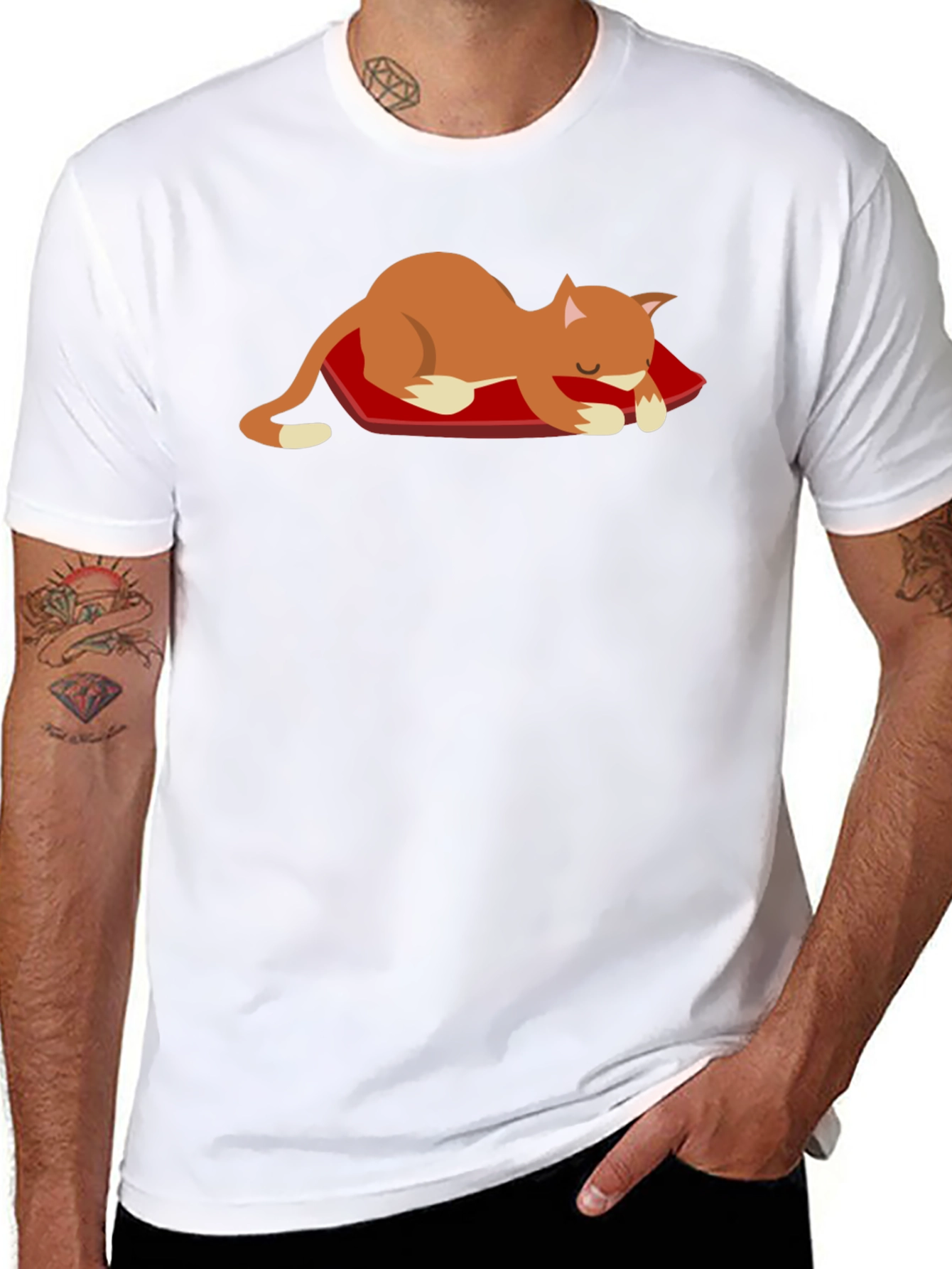 Cute Cat Nap T-Shirt - Unisex Black Tee