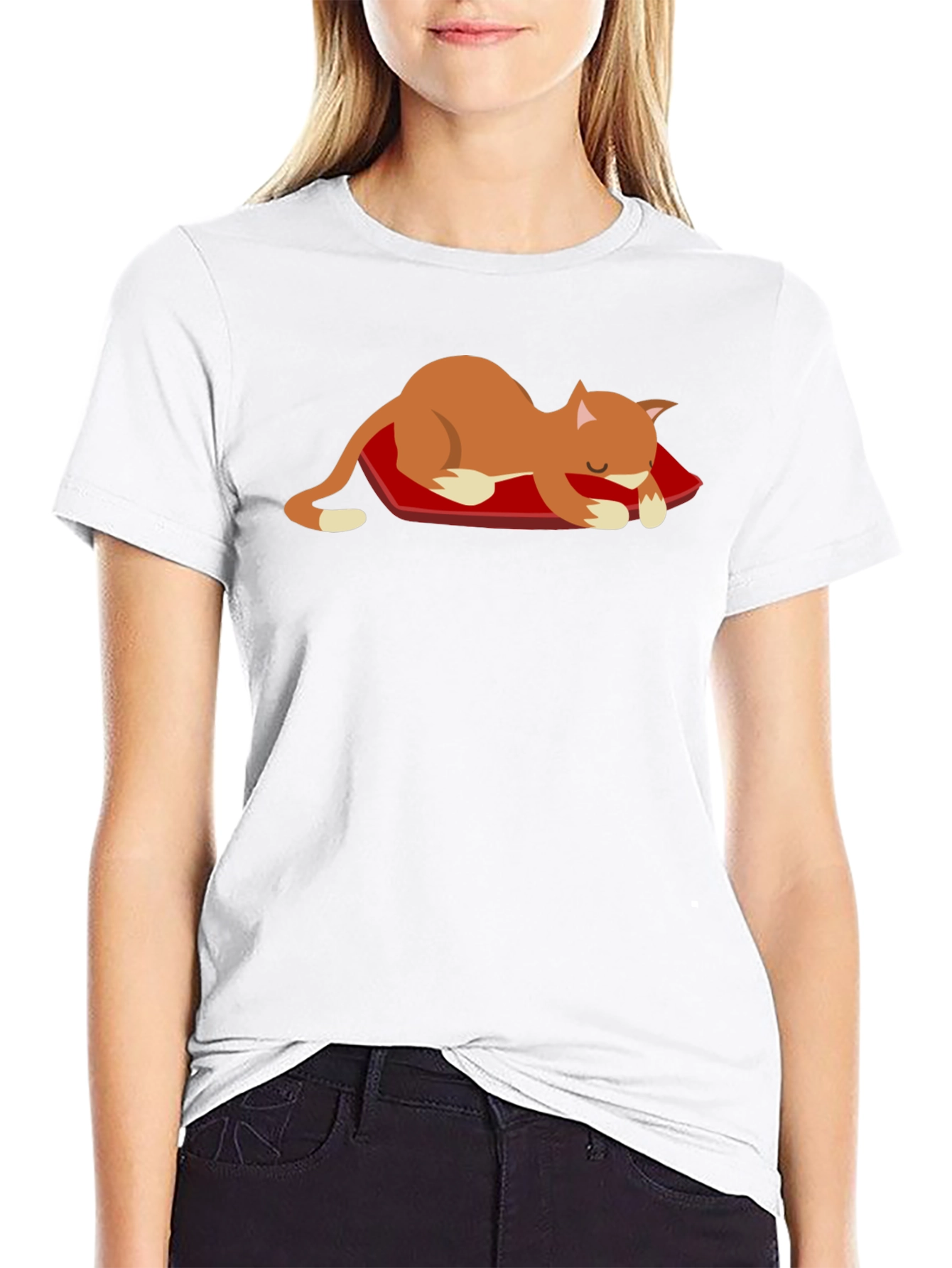 Cute Cat Nap T-Shirt - Unisex Black Tee